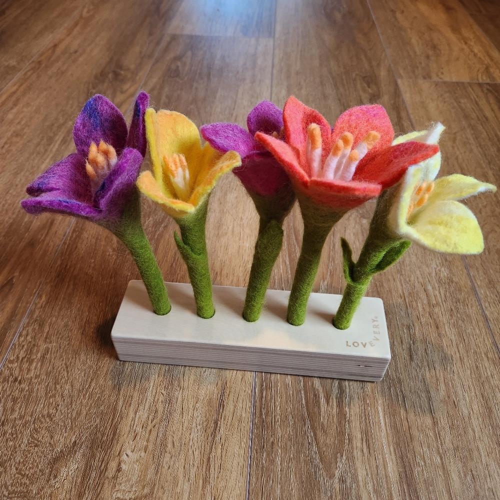 Lovevery Felt Flowers in a row